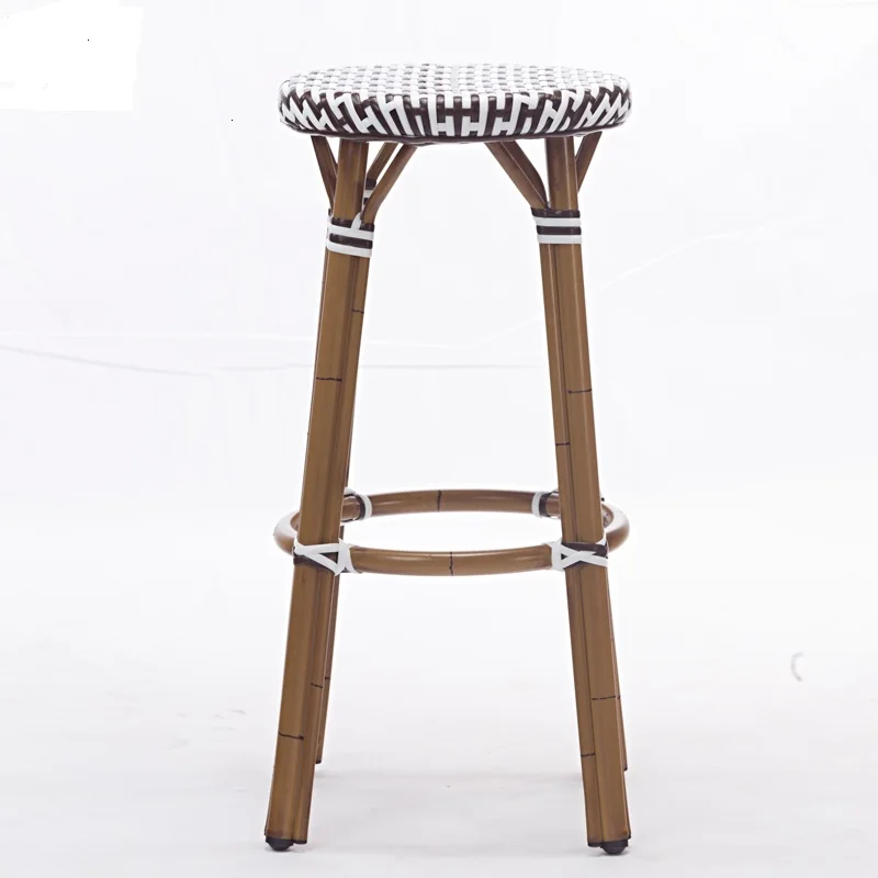 outdoor bamboo look bistro rattan round high bar stool chair wicker