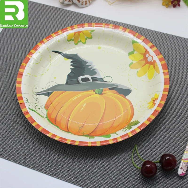 Bamboo Resource disposable Printed Paper Plates(great for advertising)