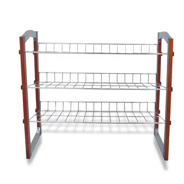 
3-Tier Storage Iron Wire Shelves commercial metal Shoe Rack Organize 