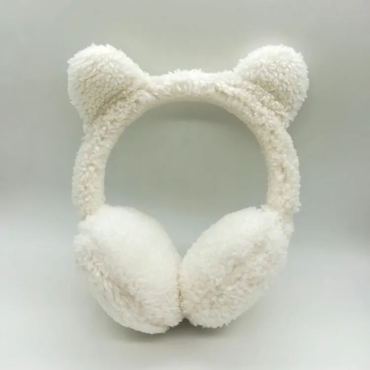 
2018 pure white berber fleece orecchiette earmuffs Winter warm fur earflap for children 