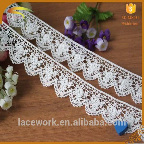 venice white eyelet pom pom embroidery cotton ladder decorative lace trim