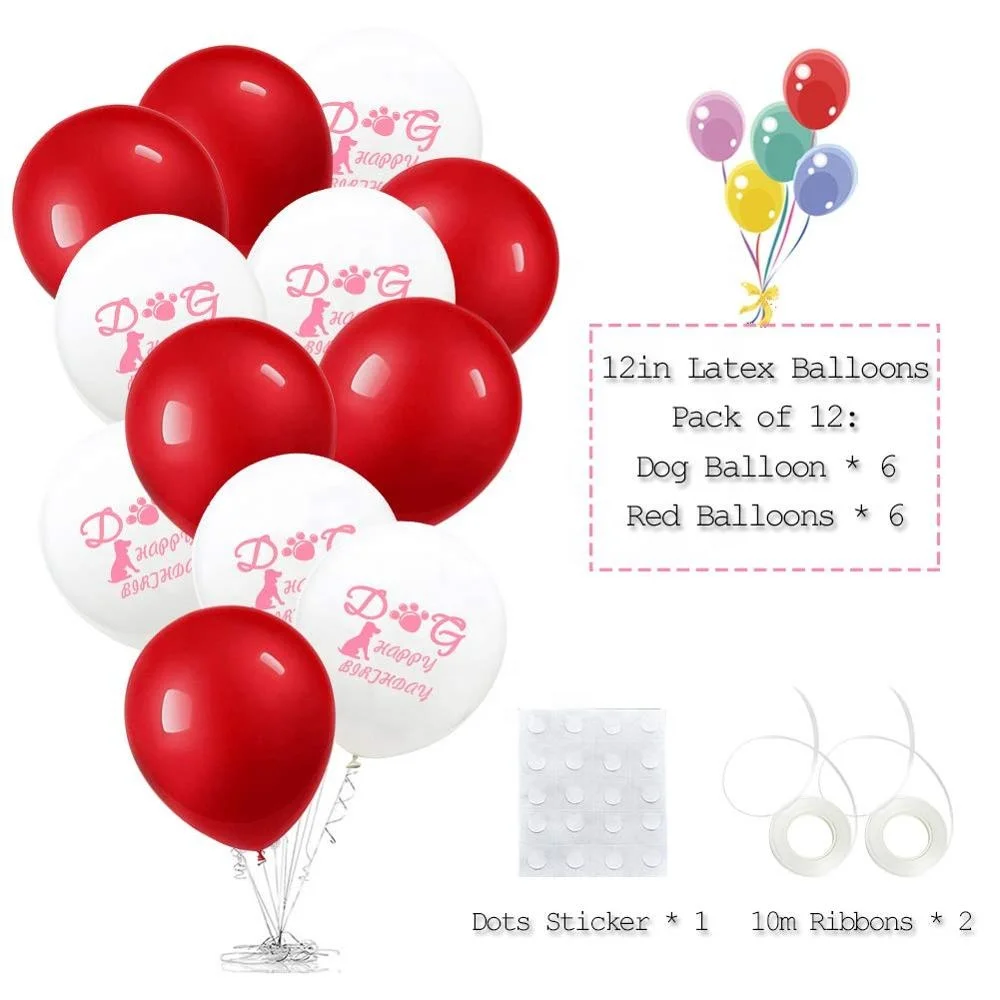 Dog Happy Birthday Party Decorations Supplies Hat and Bow Tie with WOOF Letter Banner Balloons Dog Birthday Outfit Set