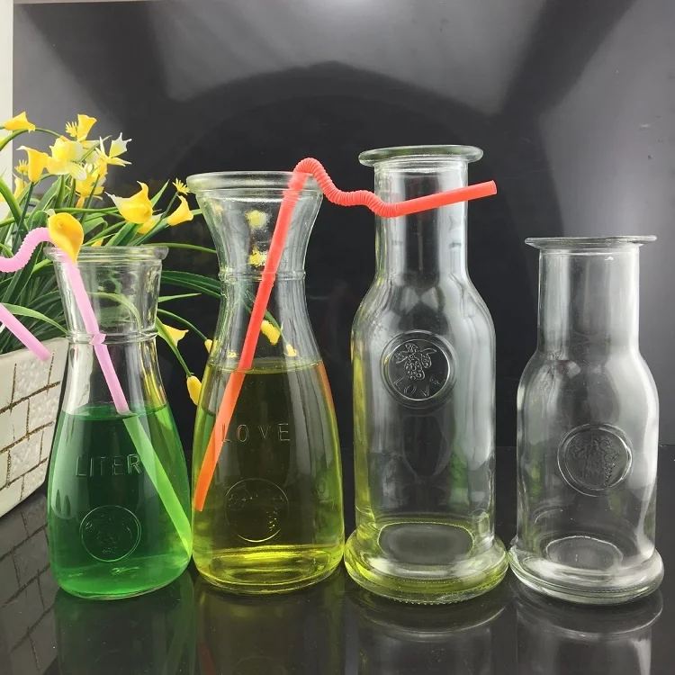 
350ml 500ml Ring Neck Glass Sauce Bottle Beverage Bottle Juice Bottle With Metal Cap 