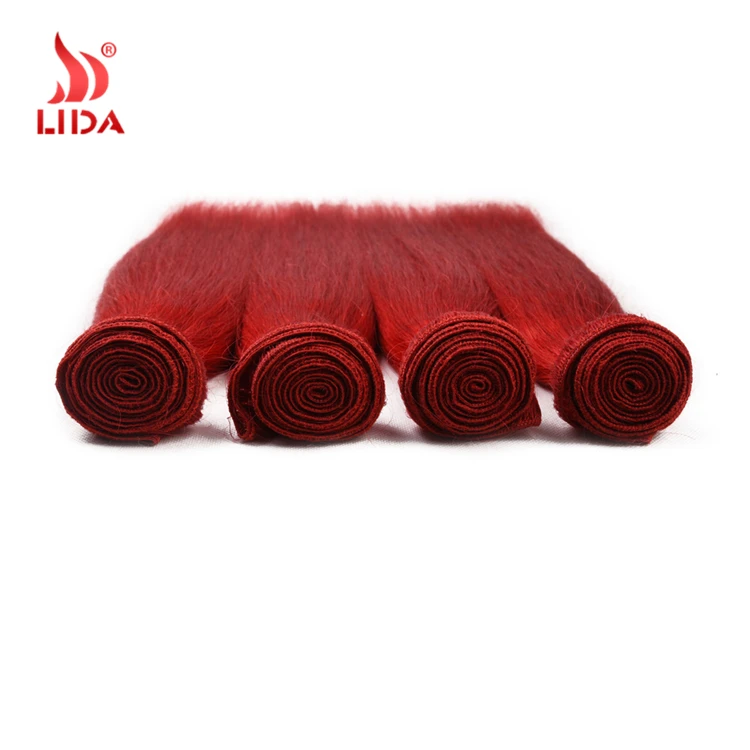 Red color Russian human Hair extensions Raw Original silk straight Natural Weft hair color