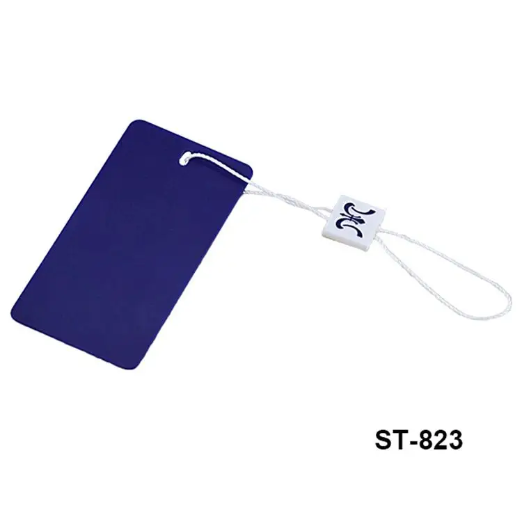 Wholesale custom hangtag string embossed custom logo lock garment own brand high quality seal tag hang seal tag plastic seal