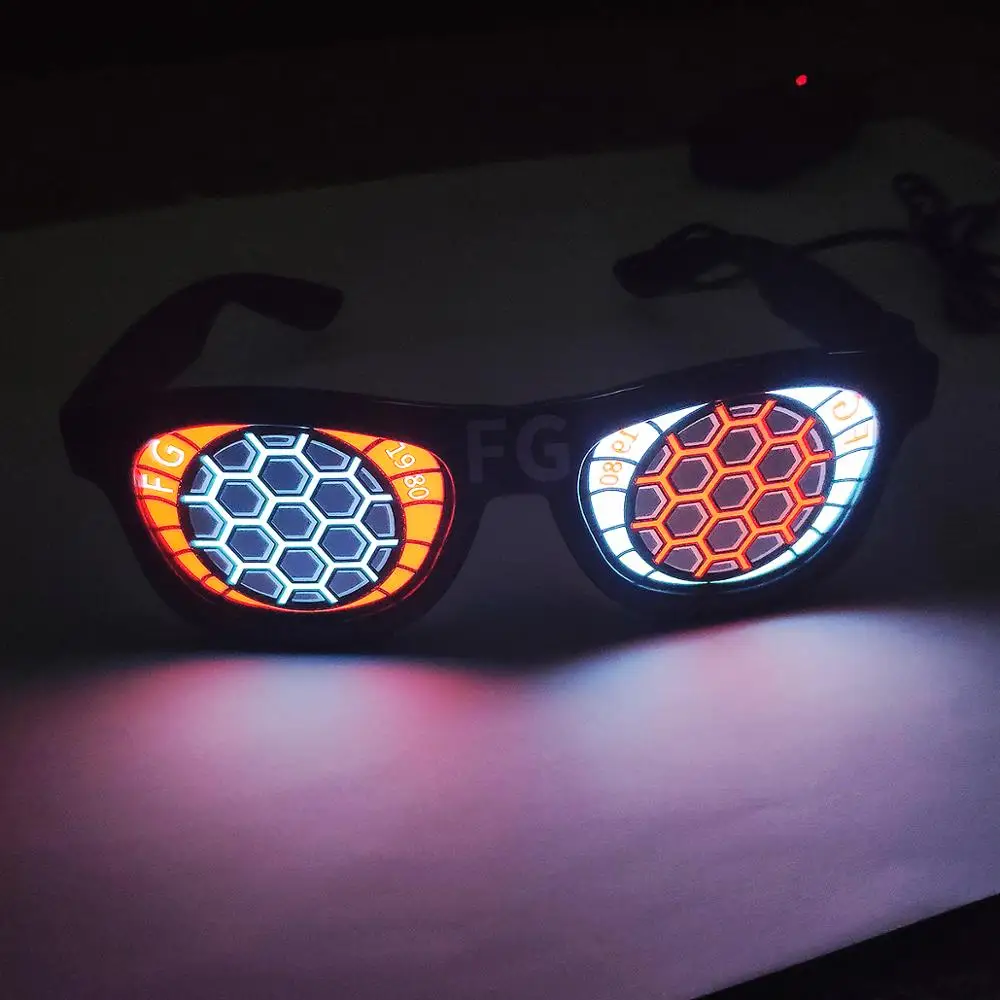 New Arrival Light up Unique Flashing El Panel Design Led Flashing Glasses Party Decoration Halloween Festival Different Size
