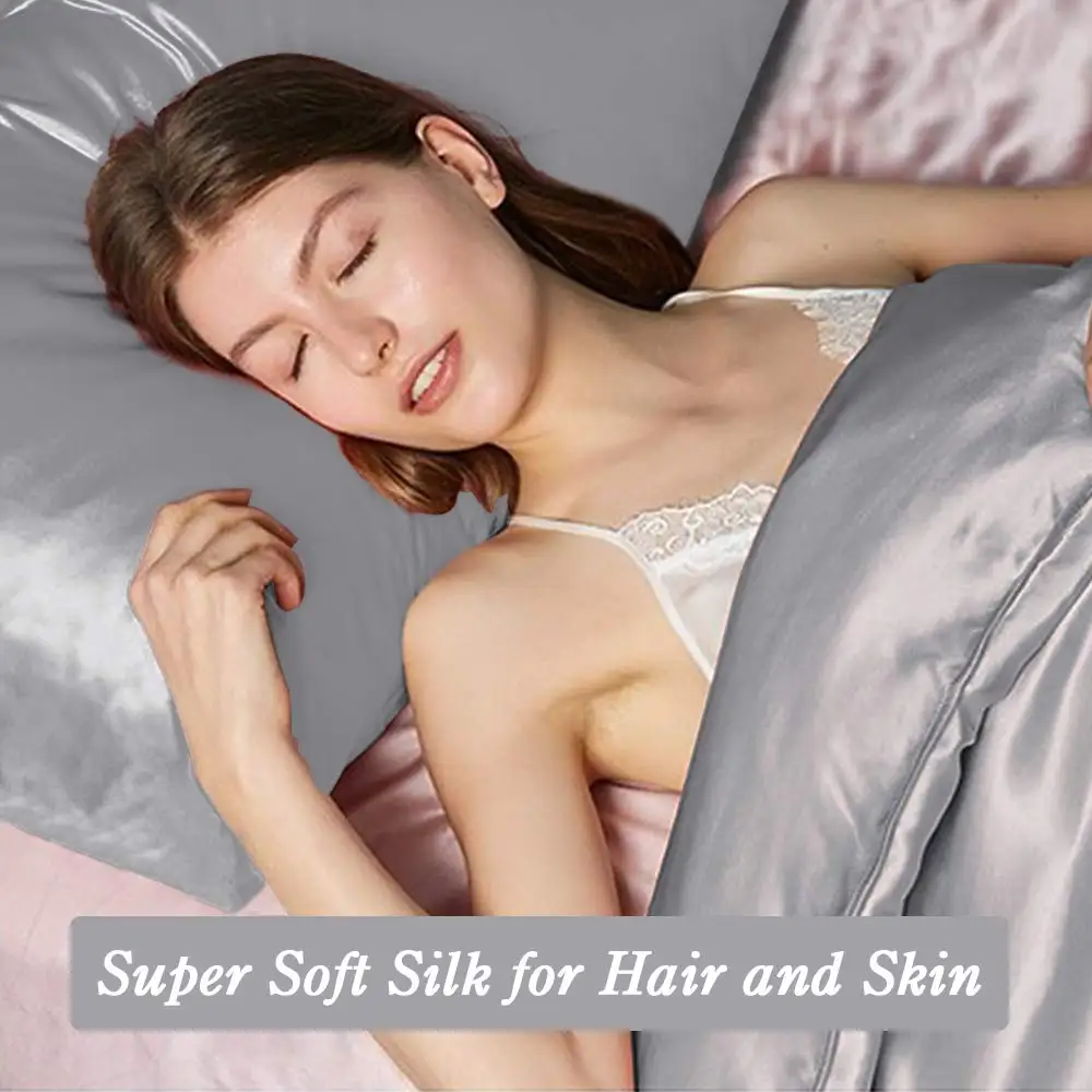 Super Soft and Breathable Satin Silk Pillowcase With Hidden Zipper Luxury Silky Pillow Case