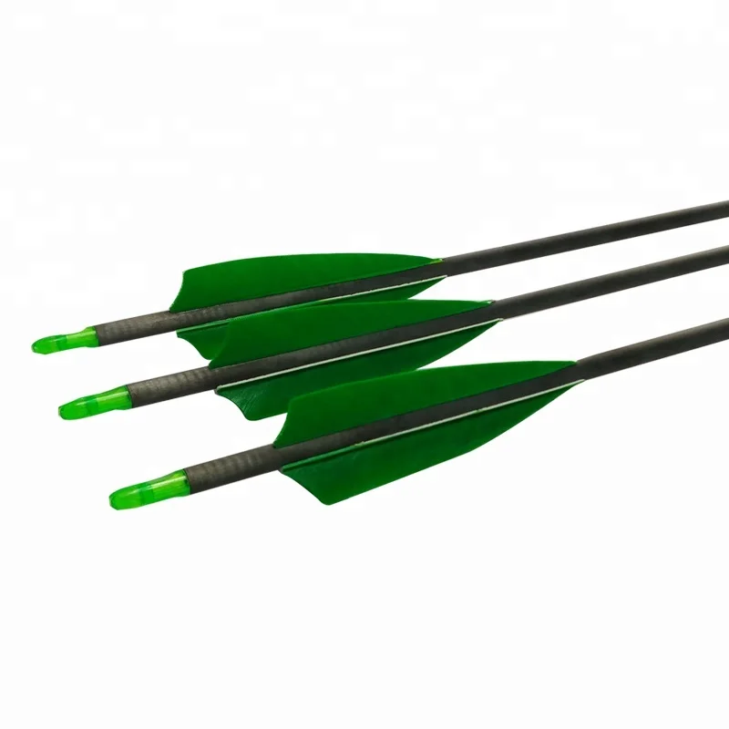 Arrow and Bow Archery Green Color Feather 2014 Archery Carbon Arrow