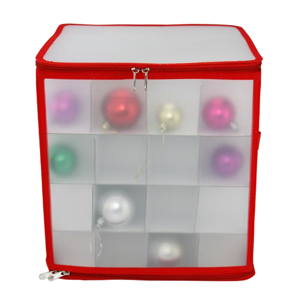 Con cremallera vacaciones Navidad decoracion bola caja de almacenamiento de plastico transparente