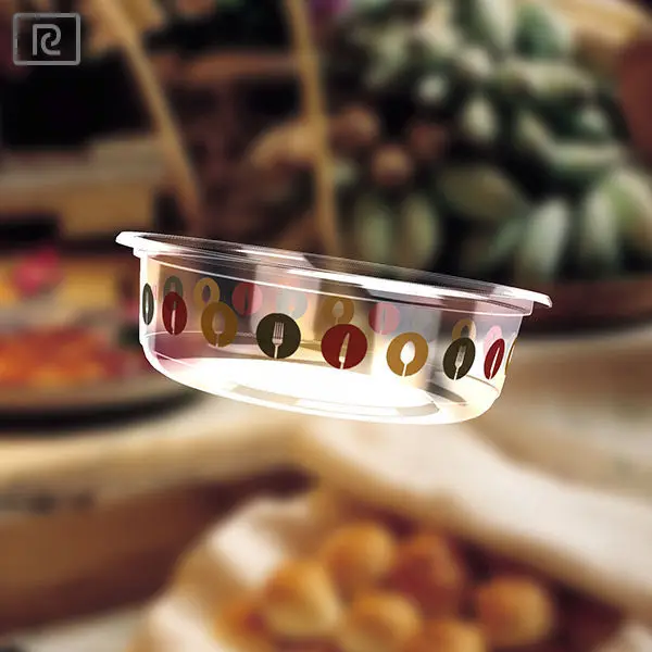 R-PLA 8oz 12oz 17oz 20oz 24 oz clear food salad fruit disposable glass container plastic bowls with lids