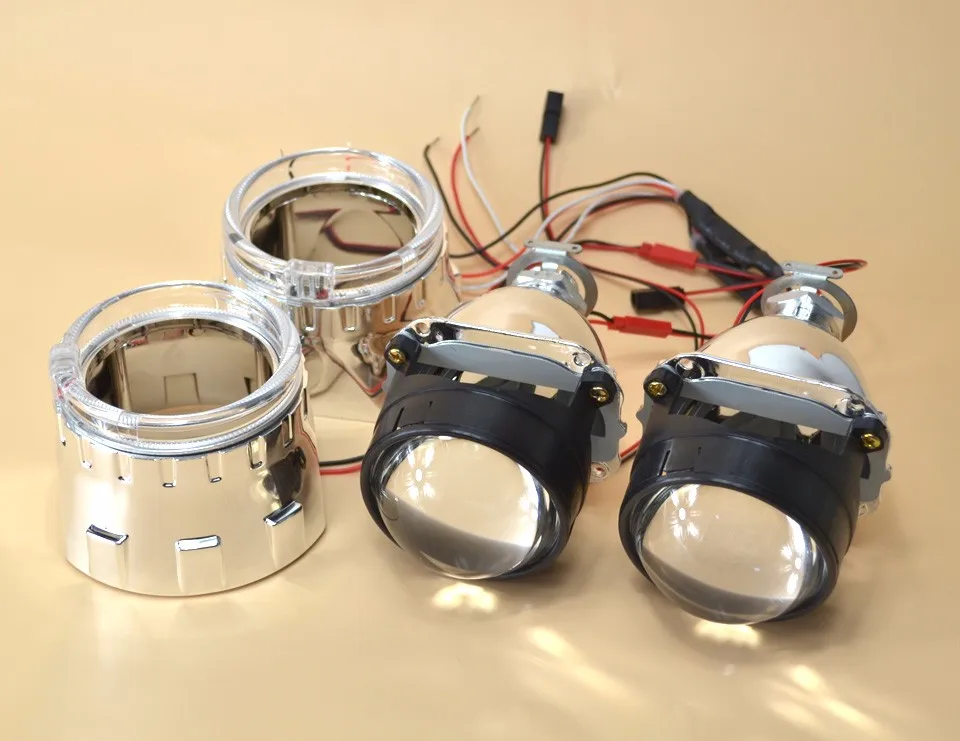 DMEX H1 Mini HID Projector Lens Bi-Xenon HID Projector Lens Light Angel Eyes Cay Styling H4 H7 Headlight House
