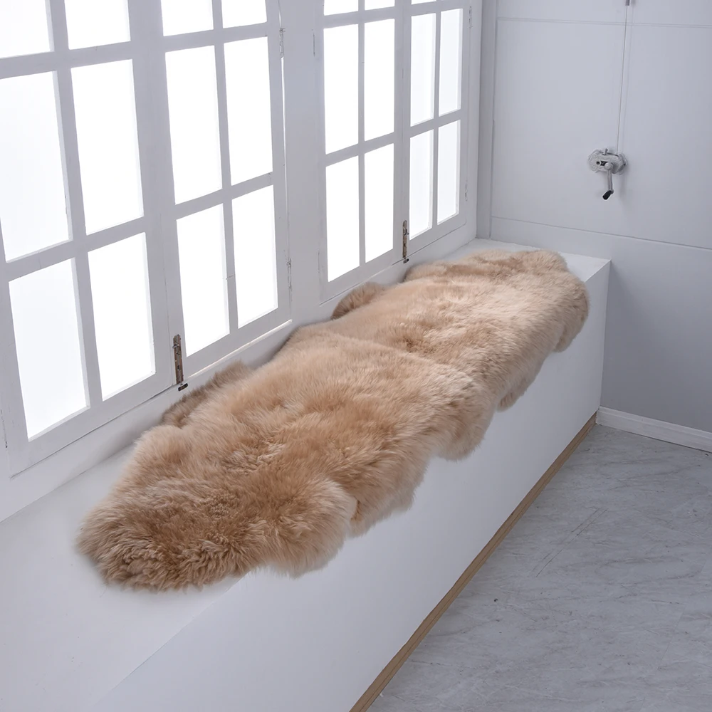 Double Pelt Genuine Dyed Natural Fur Shaggy Sheepskin Area Carpet Rug for Home Decor, 80*200CM Double Pelt