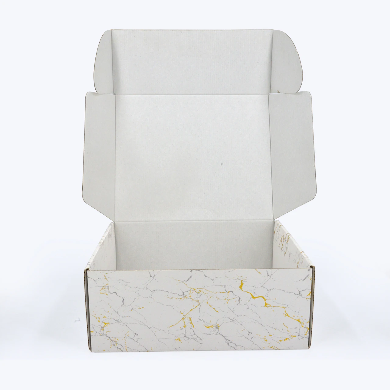 customized white marble gold favor box packaging with gold inlay and vein