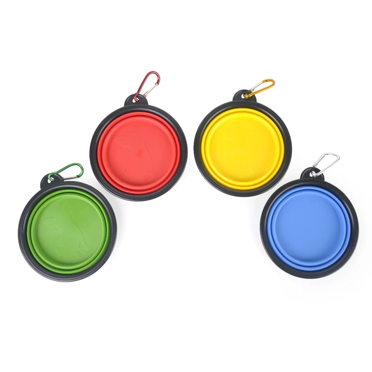 Stocked hot selling Silicone Dog Bowl With Carabiner Food Grade  Foldable Expandable Portable Travel Bowl