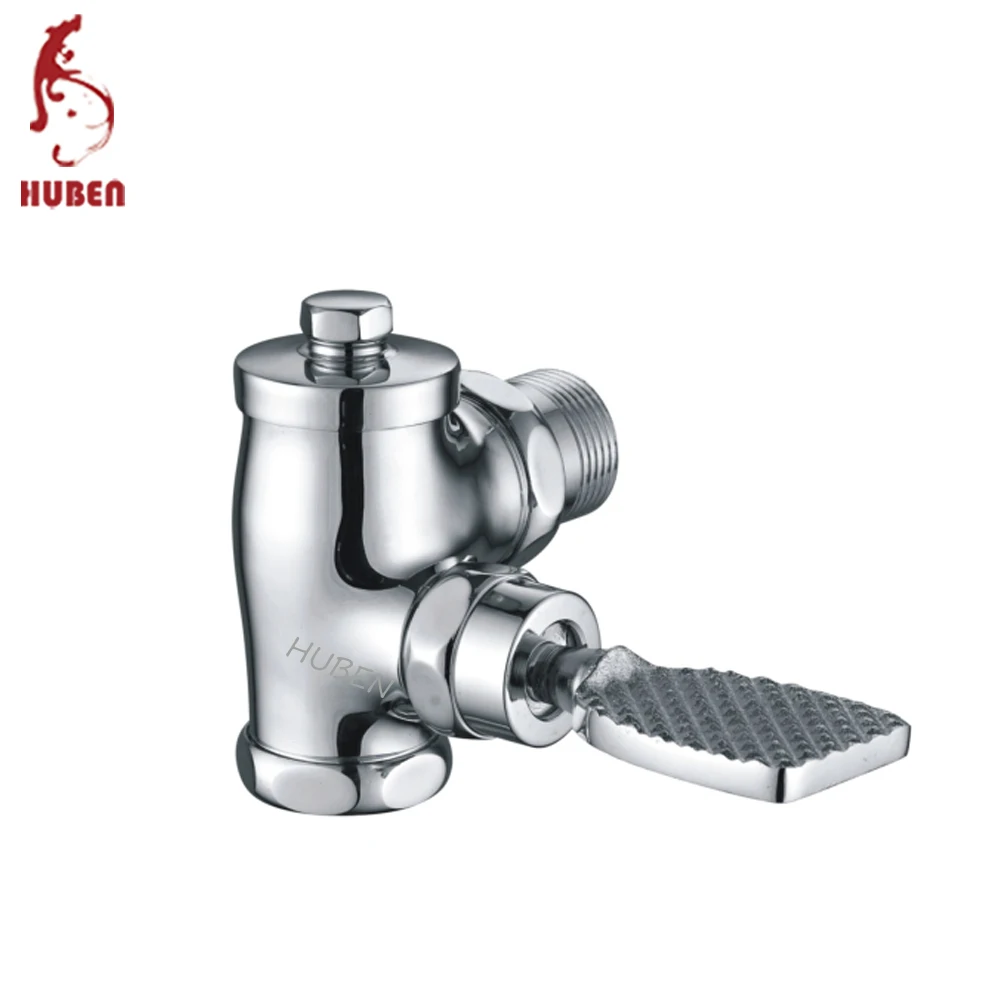 
Chrome plated foot operated flush valve for toilet 