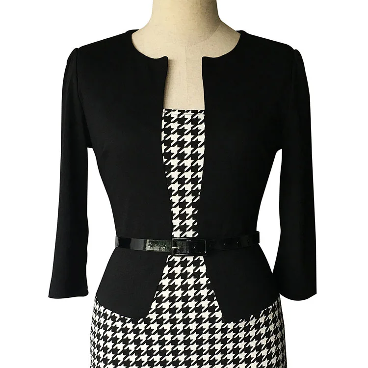 Womens One Piece Long Sleeve Black Professional Dress