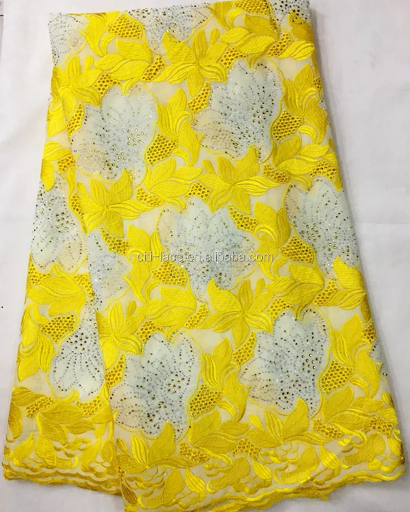 wholesale big heavy lace fabrics africa laces swiss voile lace fabric in switzerland j776 yellow