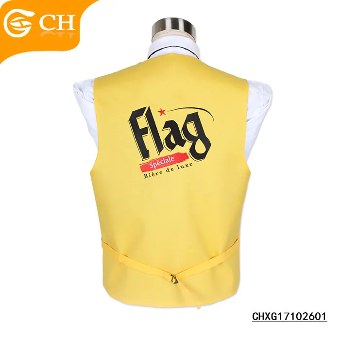 OEM ODM Mens Coloured Logo Waistcoats Volunteer Vest Cotton Custom Football Logo Design Vest Club Waiter Hotel Waistcoats
