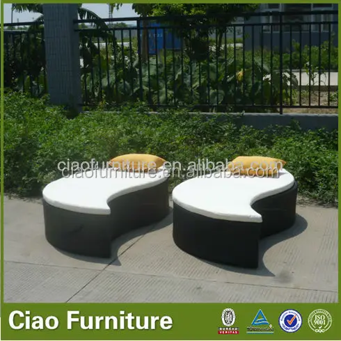 S sharp outdoor furniture poolside yin-yang bed rattan sunbed
