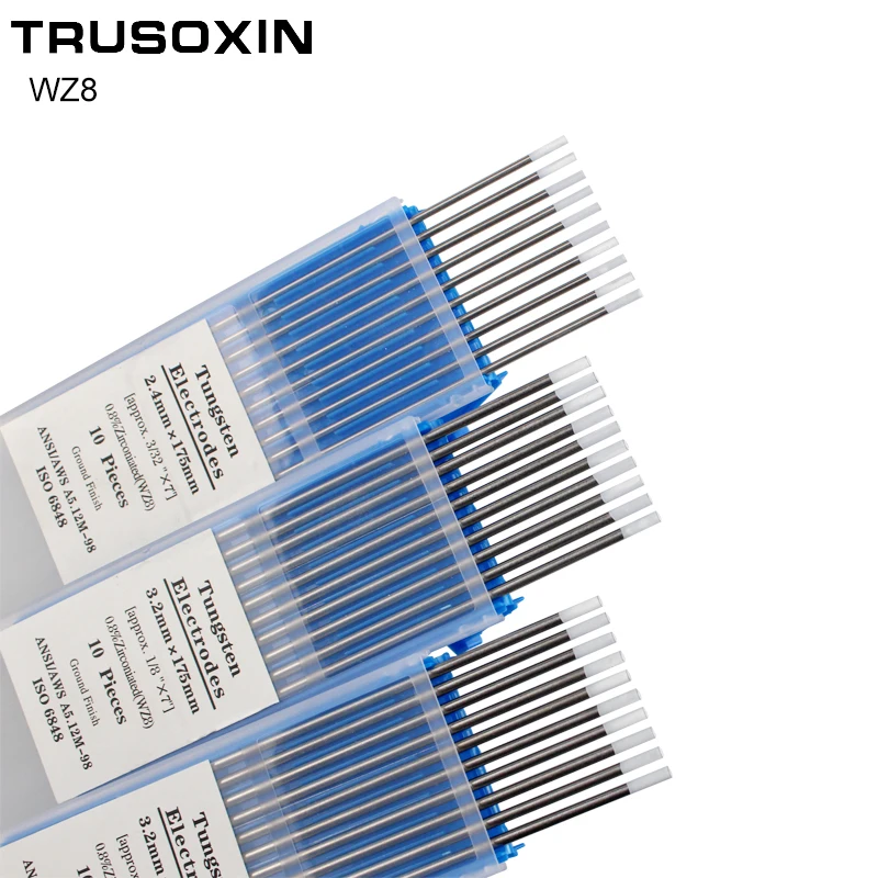 
WZ8 Tungsten Electrode Tig Rod 3.2MMx175mm White Head 0.8% Zirconiated Tungsten Electrode Welding Rod 