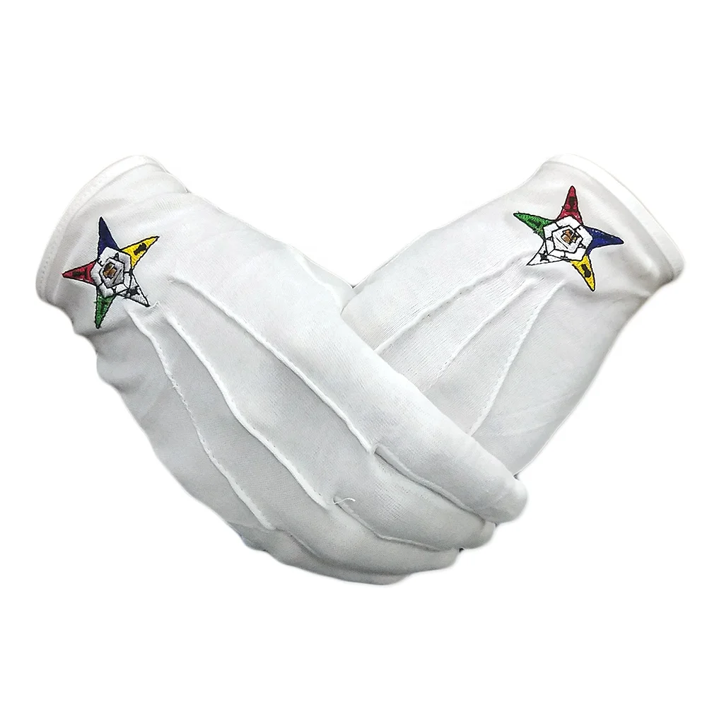 
Masonic gloves Eastern Star Embroidered Logo Masonic Regalia Breathable Cotton Gloves 