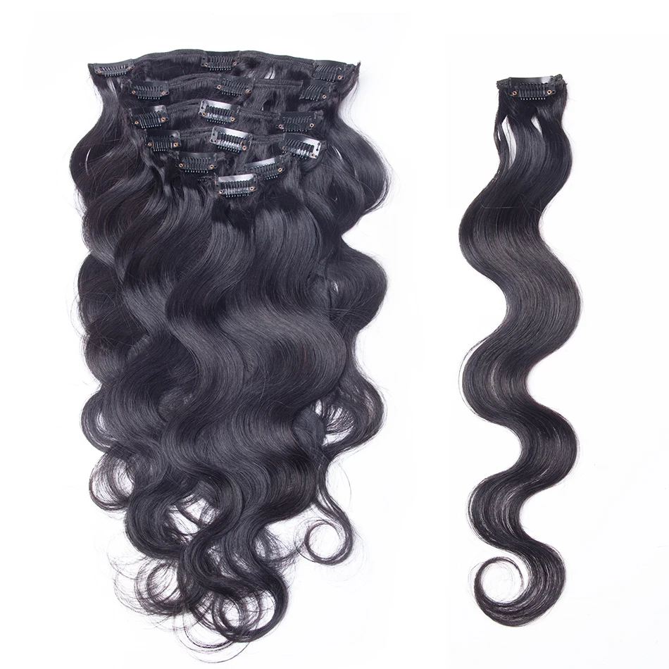 
10-28 inch clip in body wave human hair extensions bundles with lace closure 5 star human hair wigs 
