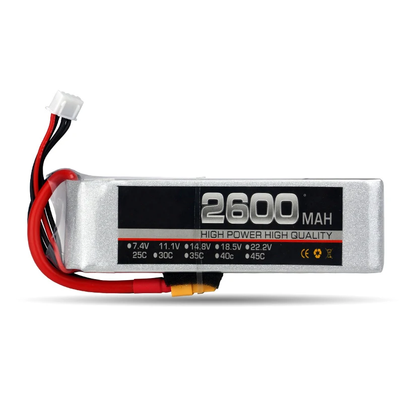 Full capacity 7.4v 35C 2600mah rc model airplane battery lipo battery pack for rc 2S rc car battery