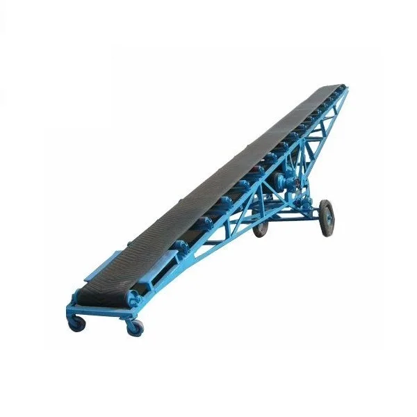 Adjustable height portable truck loading non-slip rubber belt conveyor for bags