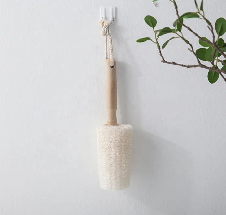 Loofah cup brush long handle clean glass tea cup wash brush
