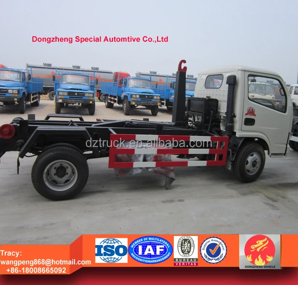 dongfeng XBW small hook lift waste truck, roll off bin lorry for 4ton