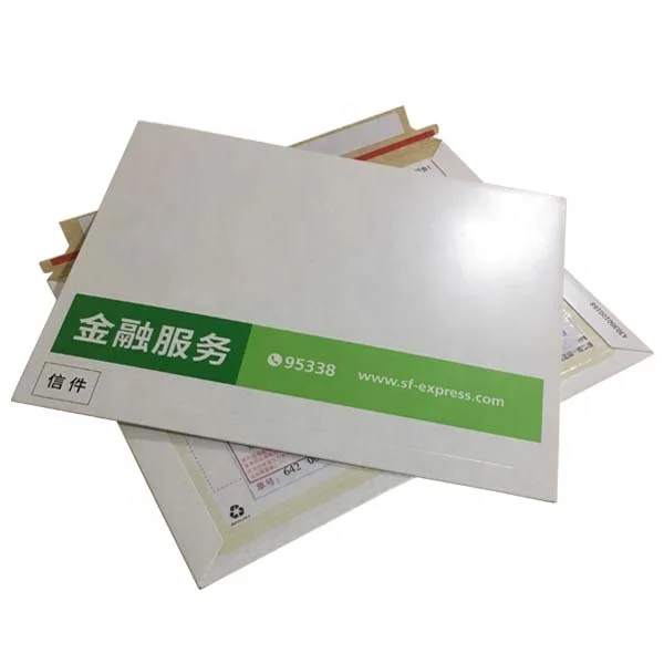 Customized printed Logo with security line cardboard mailer white  envelope,custom a4 paperboard express envelope for shipping