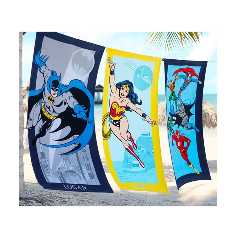 JR321 100% Cotton Light Color Super Hero Printing Oversized Beach Towels kids beach towels