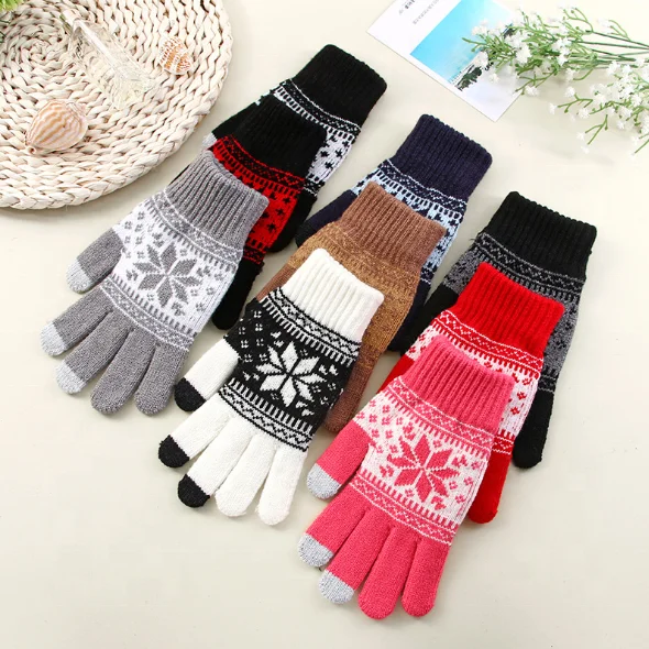 
Custom machine making navy blue gloves men and women black knitted winter safety hand gloves 