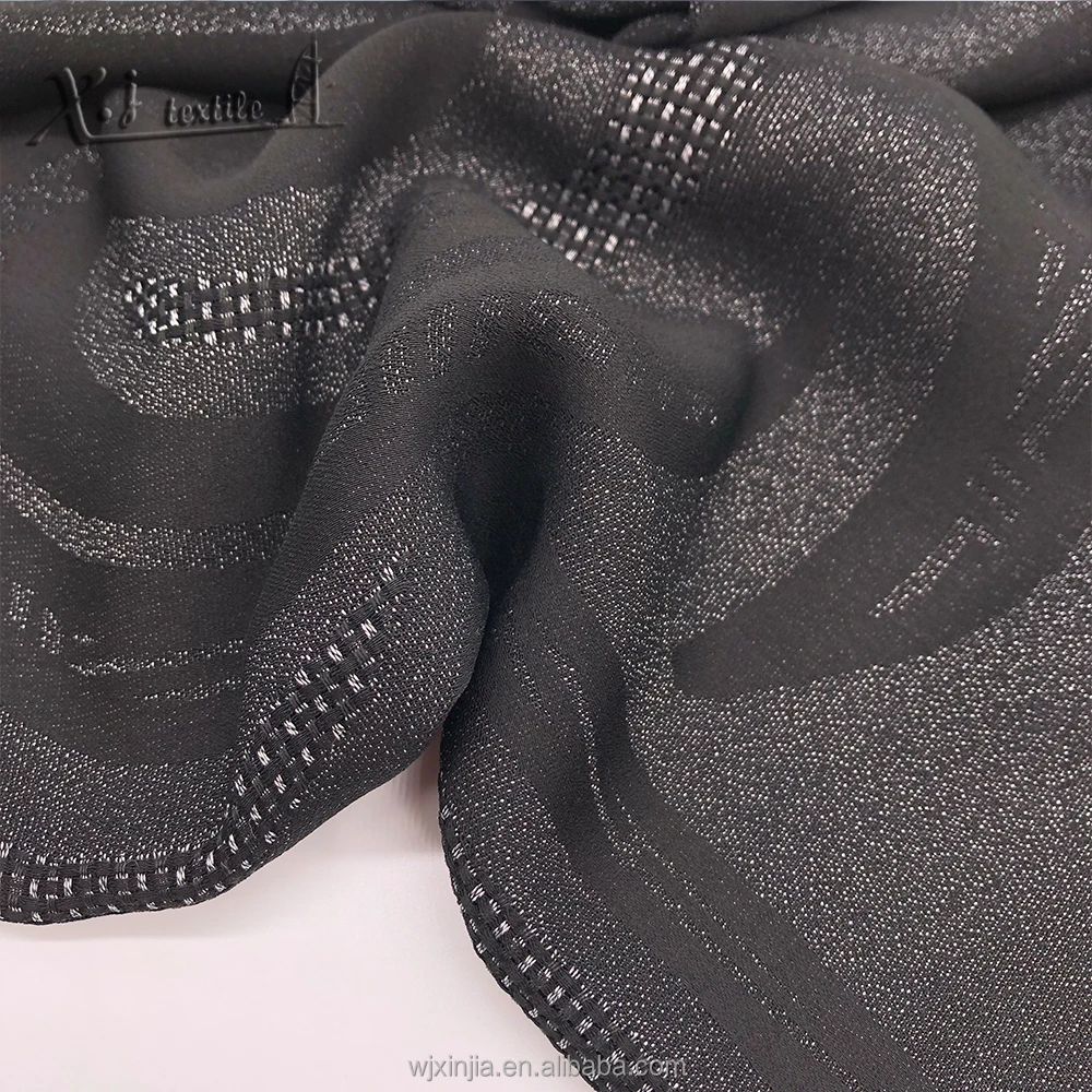  Трендовая дизайнерская ткань abaya черная вискозная жаккардовая для