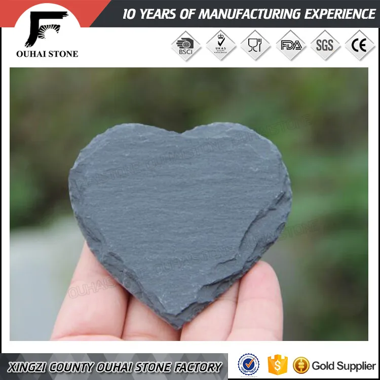 Wholesale black slate dinnerware slate heart coaster
