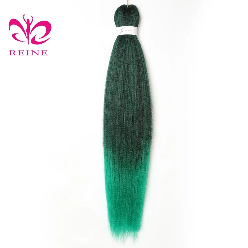 REINE soft Pre stretched Layered Perm Yaki Style  Braids Ombre Color 26 inch Jumbo Braid for Crochet Twist Hot Water