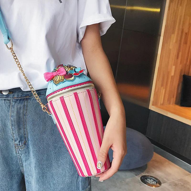China Girls Cute Cartoon Pink Fashion Ice-cream Shape Crossbody Bag for Kids Guangzhou Wholesale