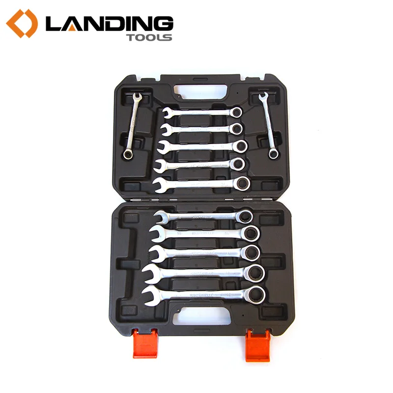 12pcs Carbon Steel Flexible Ratchet Combination Professional Wrench Set Tools