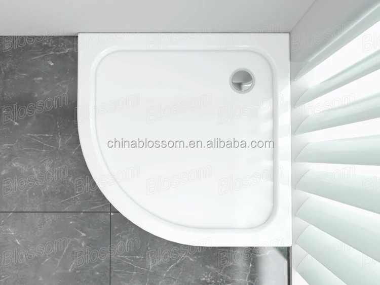 Bathroom Low Slim Quadrant Cheap Sector Portable Resin Fiberglass White ABS Clear Acrylic Shower Tray With Drain