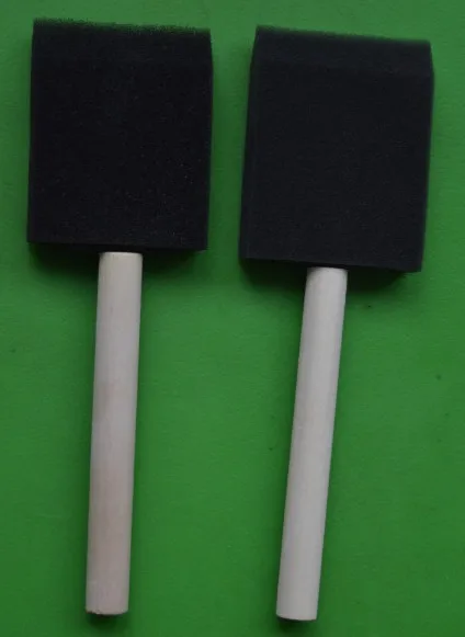 Artist OEM Natural Eco-friendly DIY Wooden Handle Sponge Cheap Oil Paint Tools Poly Foam Brush Set Wood Drawing Brushes