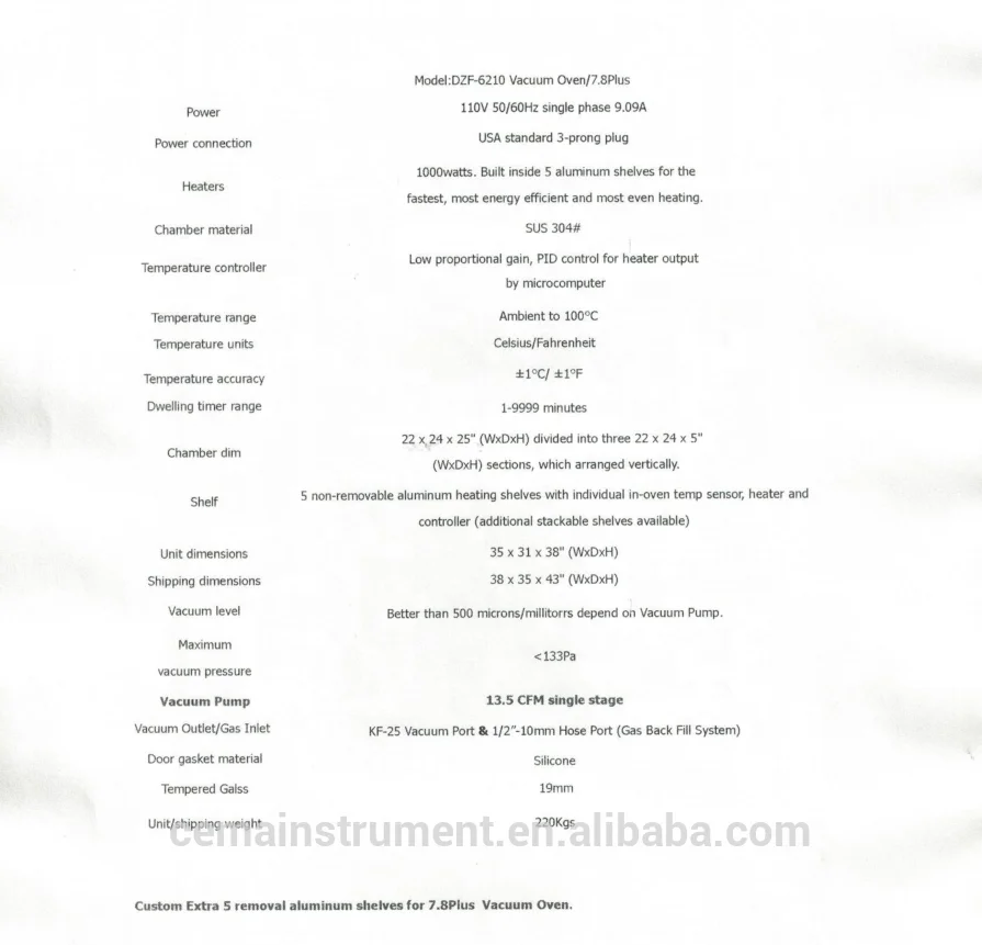 
7.8Plus BHO Vacuum Oven 5 Heated Shelves,plus 5 removble pans St. St. Tubing & Valves 