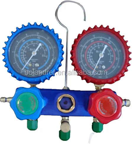 aluminum/ brass manifold set with/ without sight glass For R134A R12 R22 R502 R410 R407 R410 use with/ without shock-proof