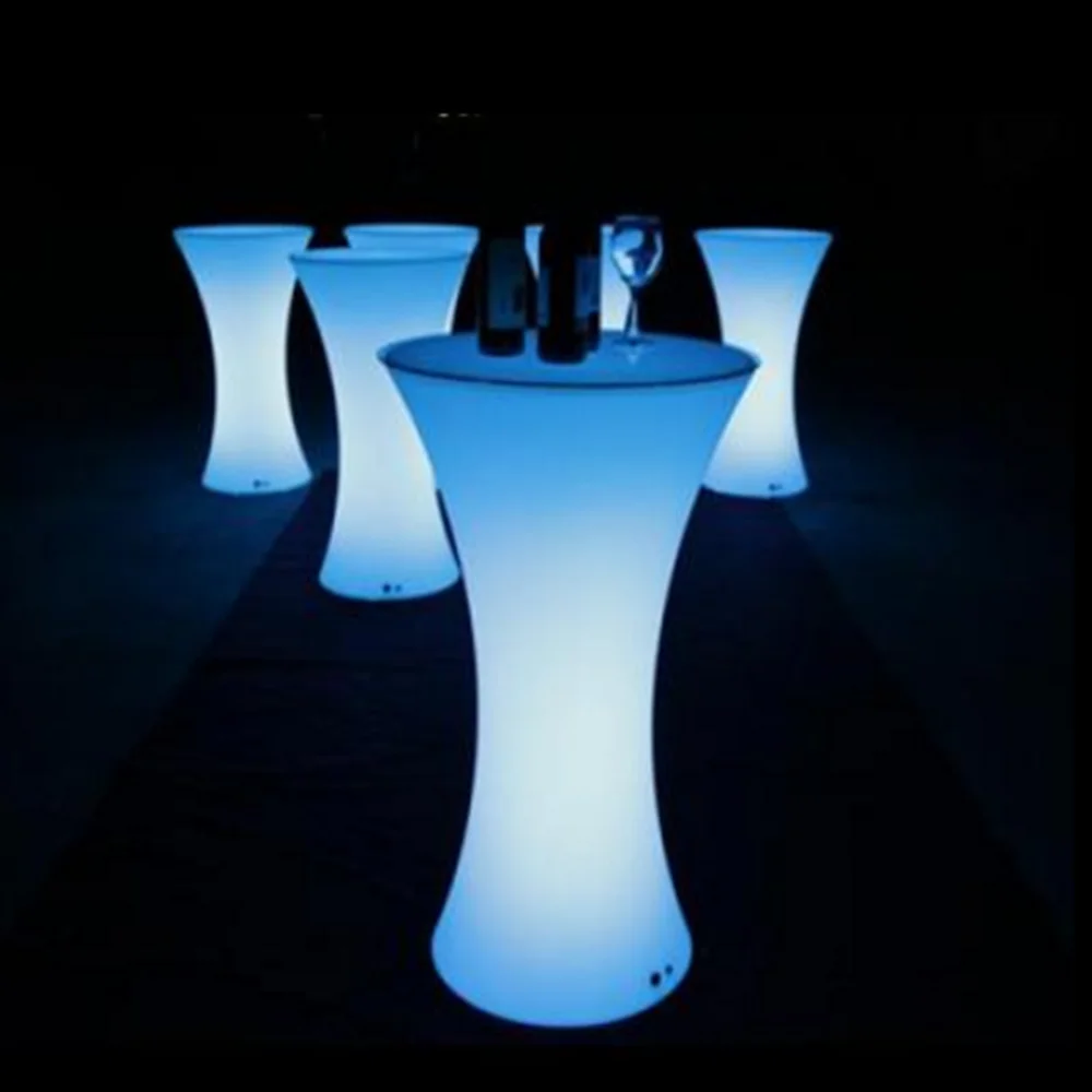 
remote control 16 colors changing rechargeable led pub table outdoor white plastic led bar table for wedding and event 