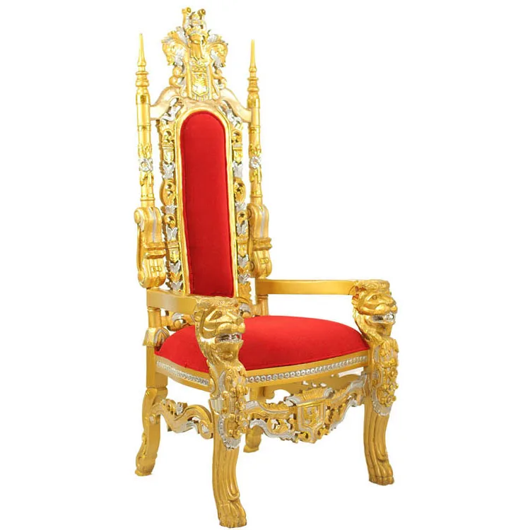 High Back King Chair Throne Solid Wood Modern Antique Style Wedding Furniture Rental for Hotels
