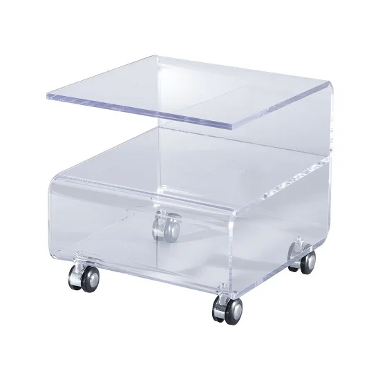 Clear Acrylic Tea Coffee Table Side End Table Trolley / on Wheels