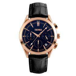 9127 three round dials skmei luxury business 30m water men quartz watch jam tangan