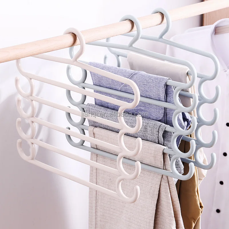 Multifunctional Multi-layer Non-slip Wet and Dry Dual-Purpose Pants Hanger Household Plastic Magic Clothes Hanger