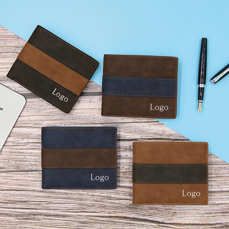 Custom Classic leisure PU leather purse contrast color men and wallet