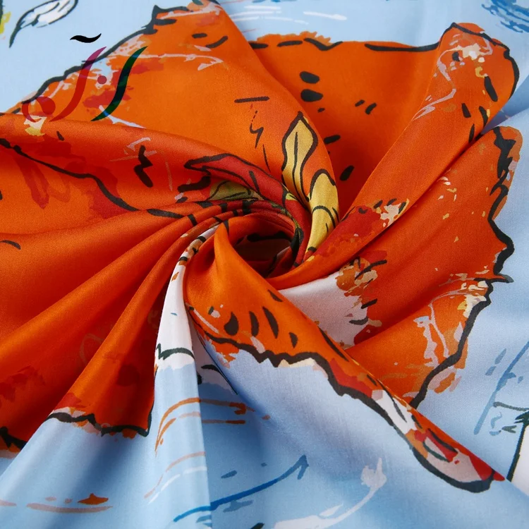 Custom design digital print cotton silk fabric for dress and scarves