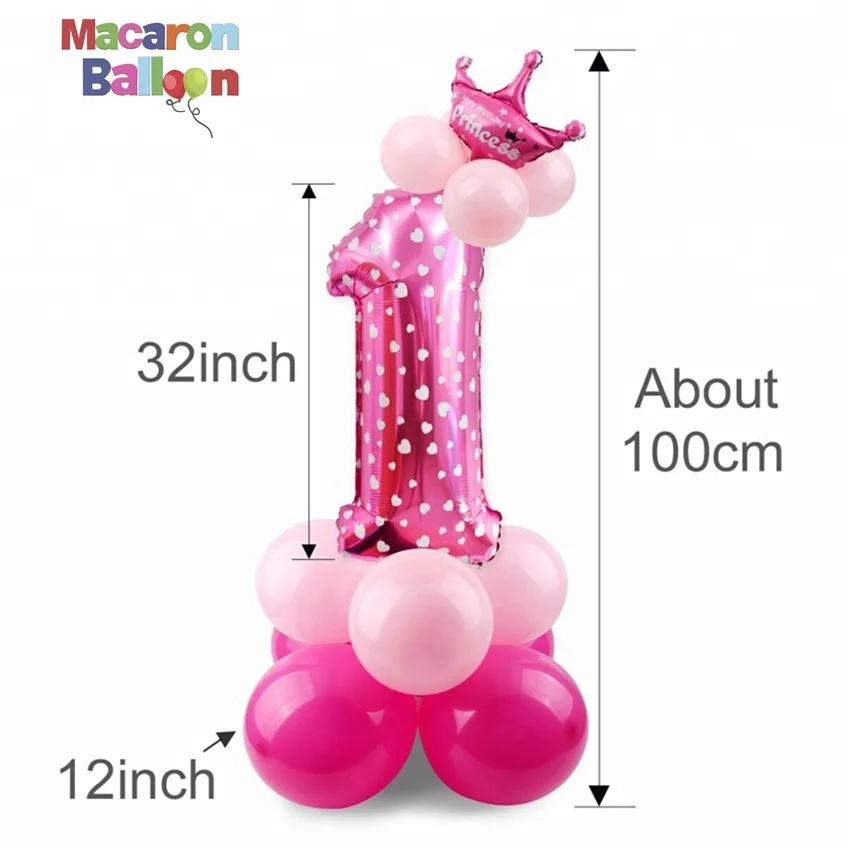 Helium Balloon 1-10 Year Birthday Globos Birthday Balloons Blue Pink Number Foil Balloons 1 2 3 4 5 6 7 8 9 Years KK29